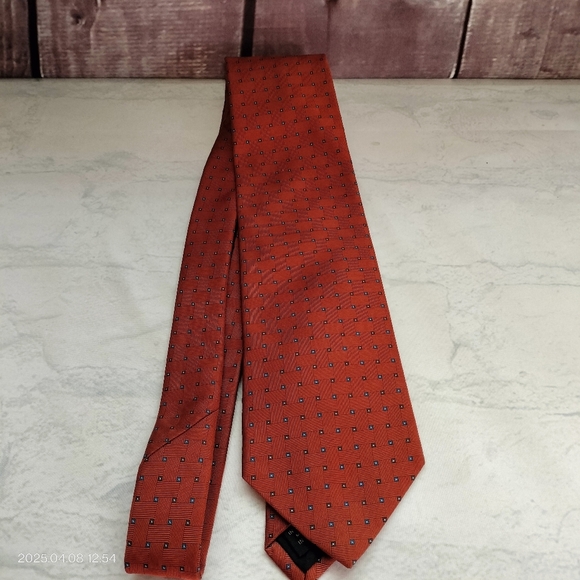 Brooks Brothers Tie Necktie Rust Brown Blue Geometric Weave Men's Silk TAG - Picture 7 of 8